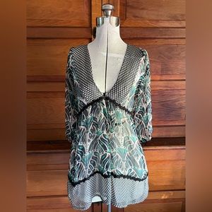 Liz Sheer Patterned Tunic Dress/Top